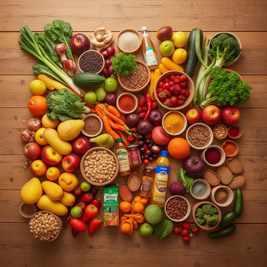 Fresh diverse groceries and international foods